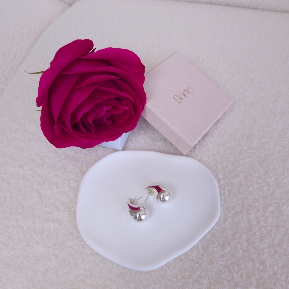 Silver and Pink Teardrop Earrings